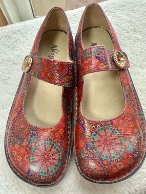 Alegria Paloma Red Bloom Mary Jane Shoes Red Turquoise size 40 US 9.5-10